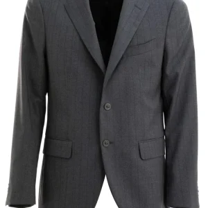 Abito monopetto gessato in lana di colore grigio