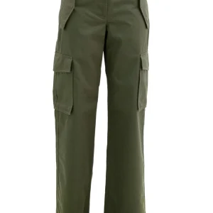 Pantaloni cargo in gabardine di colore verde militare