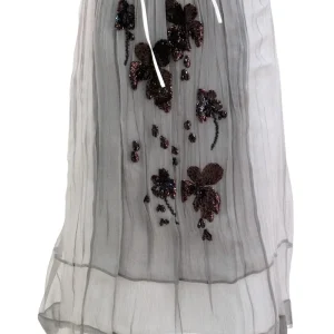 Gonna midi in chiffon color argento