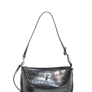 Pochette Rodeo in pelle stampa cocco color platino