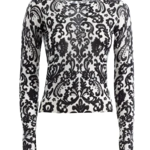 S Sung CHARLOTTE PLOVER CZETTE LACE WHITE BLACK Pullover Girocollo Charlotte