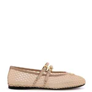 Ballerine in tessuto e rete colore rosa