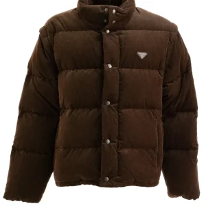 Piumino in velluto coste color marrone