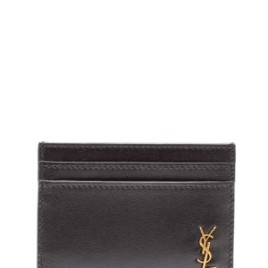 Saint Laurent Portacarte Monogram pelle opaca nera