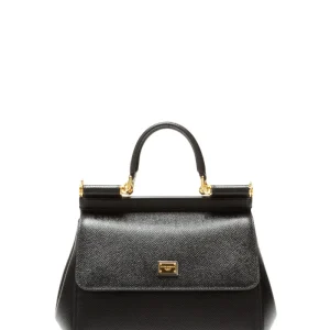 Borsa Sicily a mano in pelle Dauphine color nero