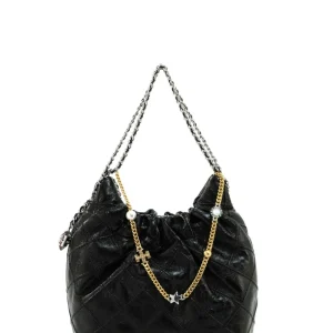 Borsa Fleming mini in pelle di colore nero