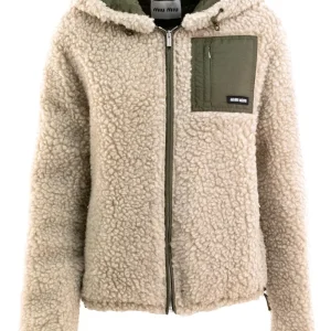 Piumino in teddy e pongé tec color beige