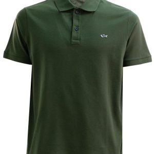 Polo in piqué di cotone di colore verde militare