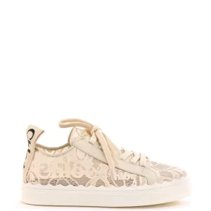 Sneakers low-top in pizzo color beige