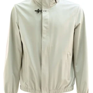 Bomber Travel in nylon stretch di colore beige chiaro