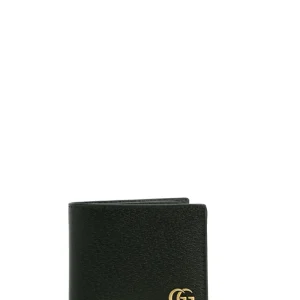 Portafoglio GG Marmont in pelle martellata nera
