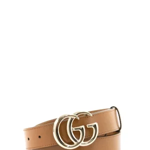 Cintura GG Marmont in pelle di colore marrone