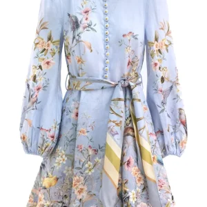 Mini Abito a Bottoni Rebellion in Lino