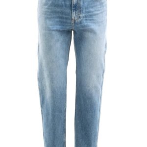 Jeans in denim di cotone di colore azzurro