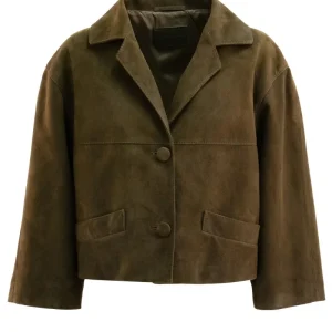 Giacca in suede di colore marrone