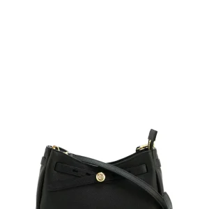 Borsa Romy Top in pelle martellata di colore nero