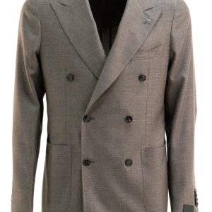 Giacca Doppiopetto in Seta e Lana Vergine