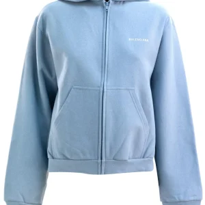 Felpa con cappuccio in pile dry di colore azzurro