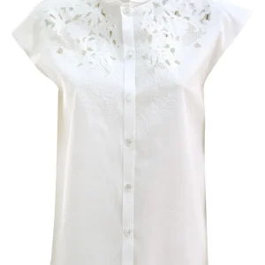 Camicia Ricamata in Popeline di Cotone