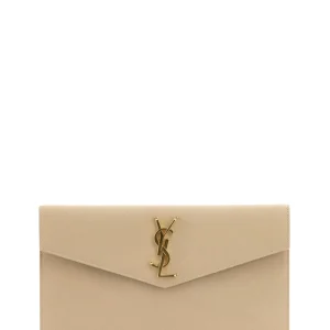 Pochette Uptown in pelle grain de poudre nero