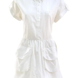 Abito in popeline e lino di colore bianco