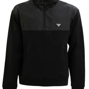 Felpa in cotone e Re-Nylon di colore nero