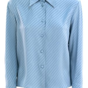 Camicia in seta jacquard GG color azzurro