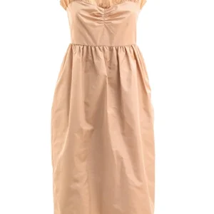 Abito midi in taffetà tecnico color rosa cipria
