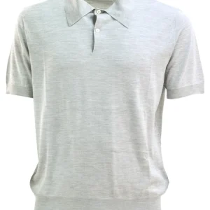 Polo in seta di colore grigio