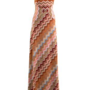 Abito Lungo in Viscosa Chevron