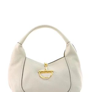 Borsa a spalla Gucci Softbit in pelle martellata di colore avorio