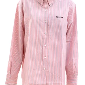 Camicia in cotone a righe di colore rosa e bianco