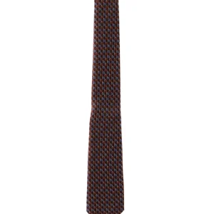 Cravatta in seta GG jacquard di colore rosso e azzurro