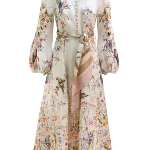 Abito Midi a Bottoni Rebellion in Lino