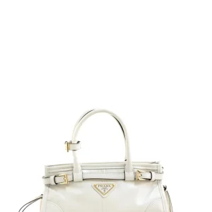 Borsa Prada Bonnie mini in pelle di colore bianco