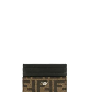 Portacarte FF Jaquard in Tessuto Nero e marrone