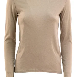 T-shirt in cotone e cashmere di colore beige