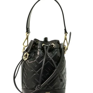 Borsa Mon Tressor a secchiello in pelle liscia color nero