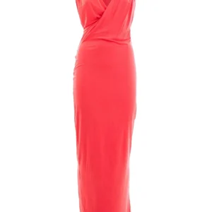 Abito lungo in crêpe color rosa