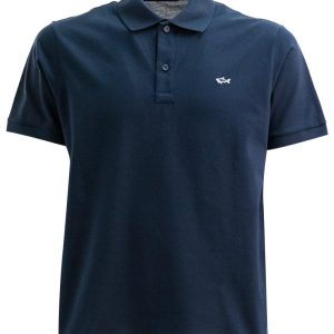 Polo in piqué di cotone di colore blu scuro