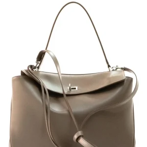 Borsa Rodeo in pelle liscia color tortora