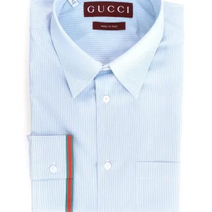 Camicia in cotone a righe di colore azzurro e bianco