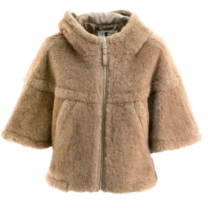 Cappa Petalo in Teddy di alpaca e lana color beige