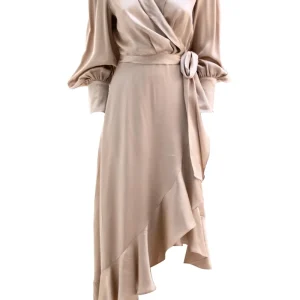 Abito Midi a Portafoglio in Seta