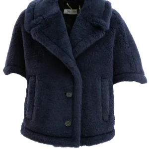 Cappa Teddy in alpaca e lana di colore blu