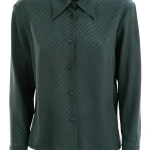 Camicia in seta jacquard GG color verde