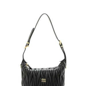 Pouch in nappa matelassé color nero