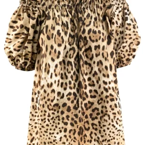 Top in Popeline Stampa Leopardo