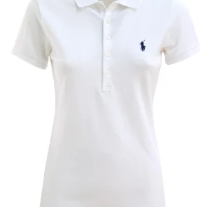 Polo in cotone stretch color bianco