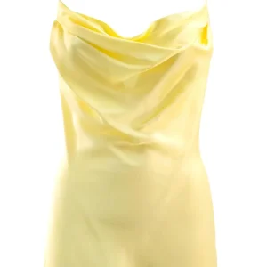 Top in raso di seta di colore giallo